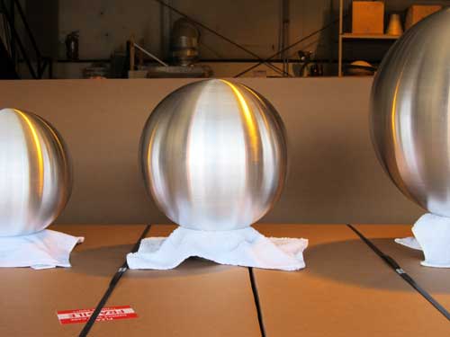 Different sizes of radar spheres ate Universal Metal Spinning, Albuquerque, NM 87123